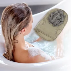 Unique Bargains Double Side Shower Gloves 8.66"x5.51" 1 Pc