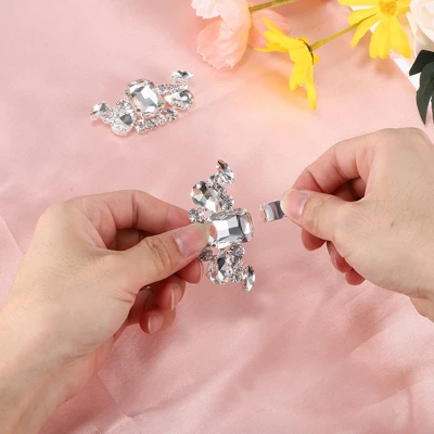 Unique Bargains Women's Rhinestone Shoe Buckle 2.76"x1.18" Silver Tone 2 Pcs 2 Unique Bargains Women's Rhinestone Shoe Buckle 2.76"x1.18" Silver Tone 2 Pcs - Image 2