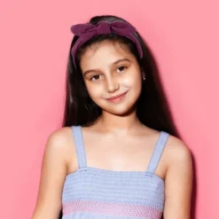 Unique Bargains Girl's Solid Soft Wide Side Knotted Headbands 7.48"x1.97" Red Purple 4 Pcs