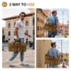 Unique Bargains Canvas Leather Accents Expandable Multi-Pocket Duffel Bag 20" X 9.8" X 11" Coffee