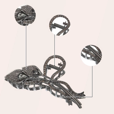 Unique Bargains Women's Flower Metal Hair Claw Clip Gold Tone Black 2 Pcs 3 Unique Bargains Women's Flower Metal Hair Claw Clip Gold Tone Black 2 Pcs - Image 3