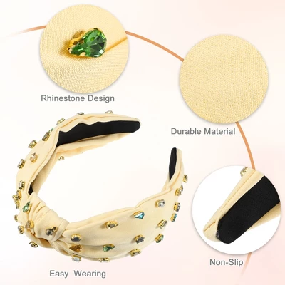 Unique Bargains Women's Non-slip Rhinestone Retro Knotted Wide Headband 5.24"x1.22" 1 Pc 3 Unique Bargains Women's Non-slip Rhinestone Retro Knotted Wide Headband 5.24"x1.22" 1 Pc - Image 3