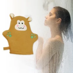 Unique Bargains Bathroom Cartoon Durable Bath Brush 8.27"x7.48" Brown 1 Pc