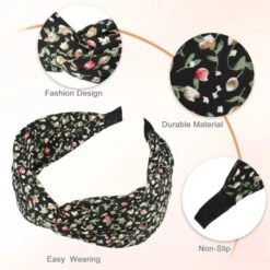 Unique Bargains Girl's Retro Flower Knotted Non-slip Wide Headband Black 5"x2.09" 1 Pc -UNIQUE BARGAIN Shop GUEST 04b5fc79 fe08 4000 a2dc 6394294b049c