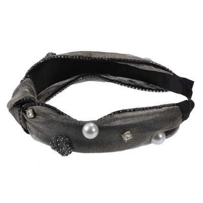 Unique Bargains Women's Sparkle Bling Mesh Faux Pearl Rhinestone Padded Headband 1.3 Inch Wide 1 Pc 4 Unique Bargains Women's Sparkle Bling Mesh Faux Pearl Rhinestone Padded Headband 1.3 Inch Wide 1 Pc - Image 4