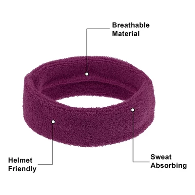 Unique Bargains Stretchy Cotton Blend Sweat Absorbing Sport Headband Wristband Purple Red 3 Pcs 2 Unique Bargains Stretchy Cotton Blend Sweat Absorbing Sport Headband Wristband Purple Red 3 Pcs - Image 2