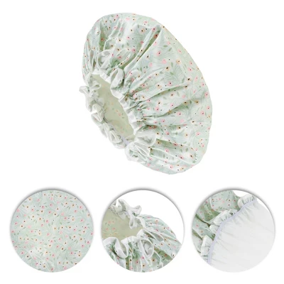 Unique Bargains Women's Small Flower Bath Cap Green 1 Pc 2 Unique Bargains Women's Small Flower Bath Cap Green 1 Pc - Image 2