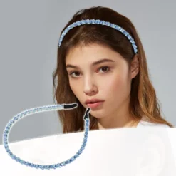 Unique Bargains Women's Rhinestone Hair Hoop Headband 0.24 Inch Wide 1 Pc