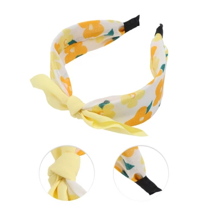 Unique Bargains Girl's Elegant Flower Leaves Headbands 6.30"x4.72"x2.05" Yellow 1 Pc 2 Unique Bargains Girl's Elegant Flower Leaves Headbands 6.30"x4.72"x2.05" Yellow 1 Pc - Image 2