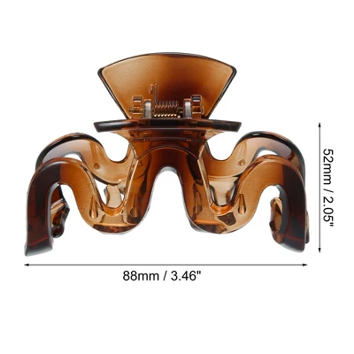 Unique Bargains Women's 3.46" Claw Clip No Slip Grip Plastic Brown 2 Unique Bargains Women's 3.46" Claw Clip No Slip Grip Plastic Brown - Image 2