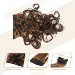 Unique Bargains 4 Clips In Hair Extensions Full Head Synthetic Women Hair Wigs