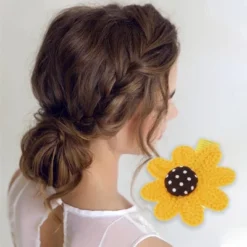 Unique Bargains Girl's Fashion Cute Flowers Hair Clips Yellow 8 Pcs