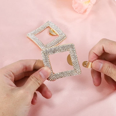 Unique Bargains Women's Rhinestone Shoe Buckle 2.13"x2.13" Gold Tone 1 Pc 2 Unique Bargains Women's Rhinestone Shoe Buckle 2.13"x2.13" Gold Tone 1 Pc - Image 2