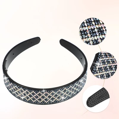 Unique Bargains Women's No Slip Rhinestone Wide-brimmed Headband 4.45"x0.98" Deep Blue 1 Pc 3 Unique Bargains Women's No Slip Rhinestone Wide-brimmed Headband 4.45"x0.98" Deep Blue 1 Pc - Image 3