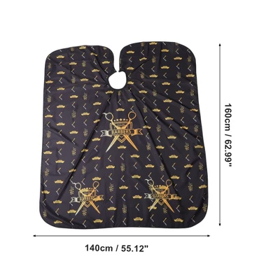 Unique Bargains Scissors Beard Print Hair Cut Barber Cape Black Yellow 1 Pc 3 Unique Bargains Scissors Beard Print Hair Cut Barber Cape Black Yellow 1 Pc - Image 3