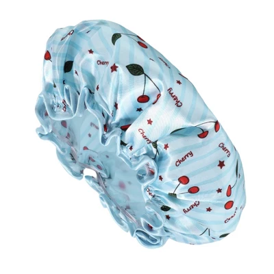 Unique Bargains Women Double Layer Small Cherry Shower Cap 1 Pc 4 Unique Bargains Women Double Layer Small Cherry Shower Cap 1 Pc - Image 4