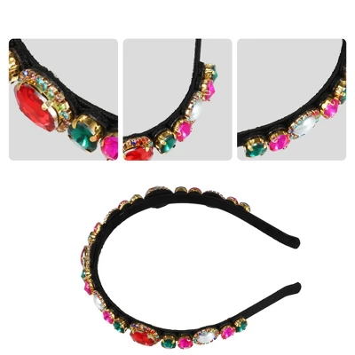 Unique Bargains Women's Bling Assorted Color Rhinestone Headband Flannel 5.51"x0.79" 1Pc 2 Unique Bargains Women's Bling Assorted Color Rhinestone Headband Flannel 5.51"x0.79" 1Pc - Image 2