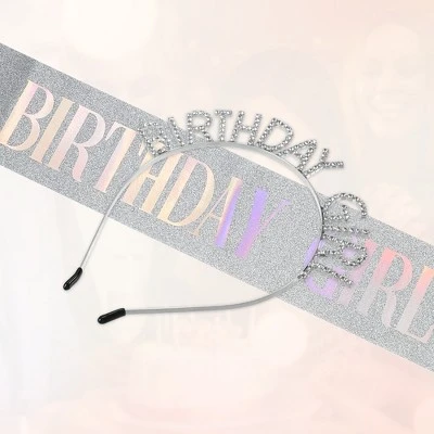 Unique Bargains Birthday Sash Headband Silver Tone White 5 Unique Bargains Birthday Sash Headband Silver Tone White - Image 5