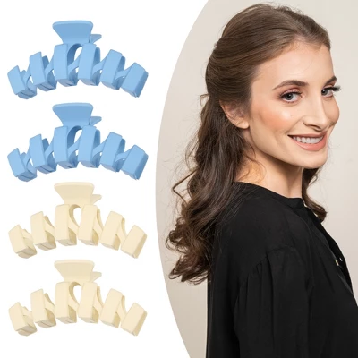 Unique Bargains Women's Nonslip Matte Wave Thick Wave Hair Clip Light Blue Beige 4 PCS 1 Unique Bargains Women's Nonslip Matte Wave Thick Wave Hair Clip Light Blue Beige 4 PCS