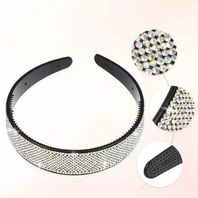 Unique Bargains Women's No Slip Rhinestone Wide-brimmed Headband 4.45"x0.98" White 1 Pc 3 Unique Bargains Women's No Slip Rhinestone Wide-brimmed Headband 4.45"x0.98" White 1 Pc - Image 3