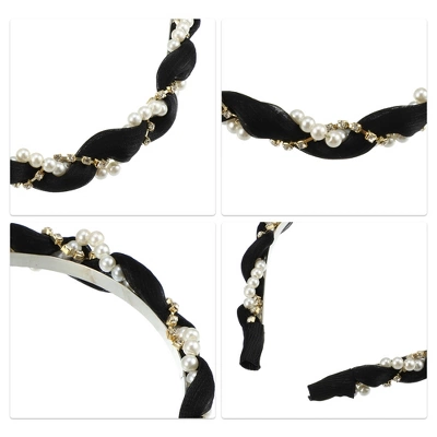 Unique Bargains Women's Rhinestone Pearl Wrap Fabric Faux Pearl Headband 2 Unique Bargains Women's Rhinestone Pearl Wrap Fabric Faux Pearl Headband - Image 2