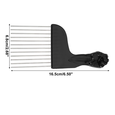 Unique Bargains Women's Metal Hair Pick Afro Comb Hairdressing Styling Tool 6.50"x2.68" Black 2 Pcs 2 Unique Bargains Women's Metal Hair Pick Afro Comb Hairdressing Styling Tool 6.50"x2.68" Black 2 Pcs - Image 2