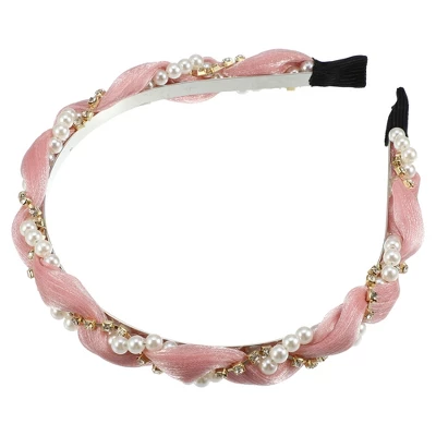 Unique Bargains Women's Rhinestone Pearl Wrap Fabric Faux Pearl Headband 7 Unique Bargains Women's Rhinestone Pearl Wrap Fabric Faux Pearl Headband - Image 7