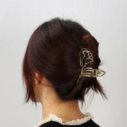 Unique Bargains Women's Metal Hair Claws Titanium Tone 4.45"x2.83"x1.14" 1Pc