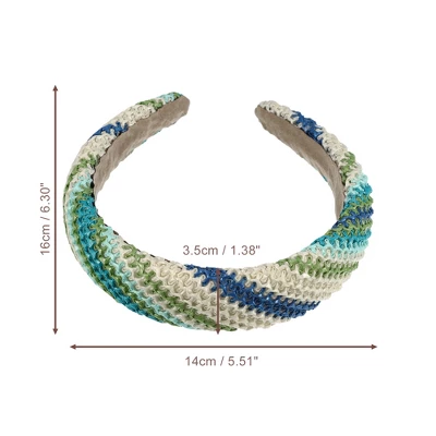 Unique Bargains Women's Bohemian Style Straw Rattan Sponge Headband Green Orange 2 Pcs 3 Unique Bargains Women's Bohemian Style Straw Rattan Sponge Headband Green Orange 2 Pcs - Image 3