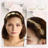 Unique Bargains Women's Alloy Metal Leaf Shape Headbands Gold Tone 5.12"x1.06" 4 Pcs