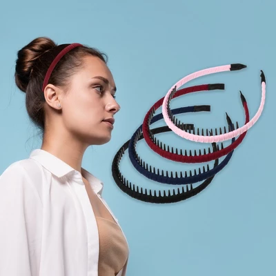 Unique Bargains Non-Slip Teeth Comb Headbands Multicolored 4Pcs 1 Unique Bargains Non-Slip Teeth Comb Headbands Multicolored 4Pcs