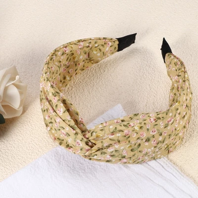 Unique Bargains Girl's Retro Little Flower Knotted Non-slip Wide Headband Yellow 5"x2.09" 1 Pc 5 Unique Bargains Girl's Retro Little Flower Knotted Non-slip Wide Headband Yellow 5"x2.09" 1 Pc - Image 5