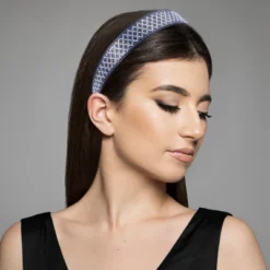 Unique Bargains Women's No Slip Rhinestone Wide-brimmed Headband 4.45"x0.98" Blue 1 Pc