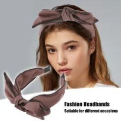 Unique Bargains Women's Double Layered Bow Knot Headband Hairband Accessories 2.6 Inch Wide 1Pc