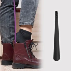 Unique Bargains Curved Hole Shoe Horn 20.47"x1.69" Black 1 Pc