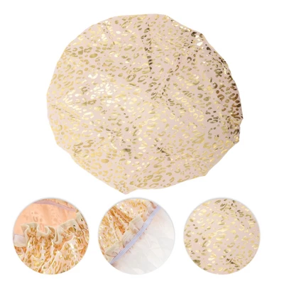 Unique Bargains Women's Leopard Point Bath Cap Pink Gold Tone 1 Pc 2 Unique Bargains Women's Leopard Point Bath Cap Pink Gold Tone 1 Pc - Image 2