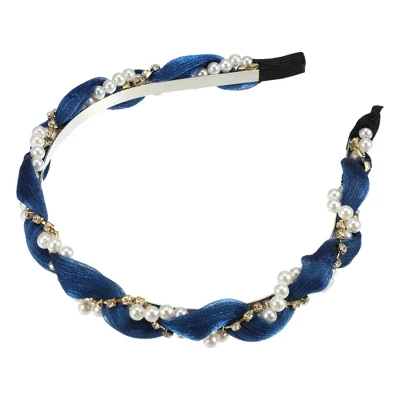 Unique Bargains Women's Rhinestone Pearl Wrap Fabric Faux Pearl Headband 8 Unique Bargains Women's Rhinestone Pearl Wrap Fabric Faux Pearl Headband - Image 8