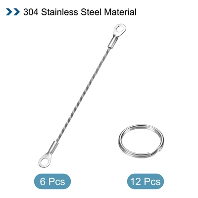 Unique Bargains Stainless Steel Lanyard Cables Eyelets Ended Security Wire Rope With Key Ring 2 Unique Bargains Stainless Steel Lanyard Cables Eyelets Ended Security Wire Rope With Key Ring - Image 2