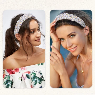 Unique Bargains Women's Floral Ruched Non-slip Pearl Headbands Purple 1 Pc 1 Unique Bargains Women's Floral Ruched Non-slip Pearl Headbands Purple 1 Pc