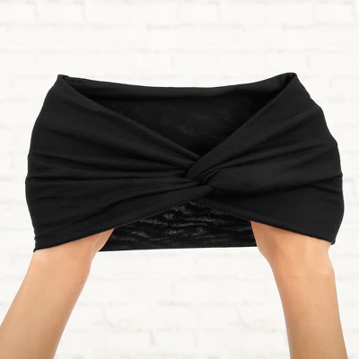 Unique Bargains Women's Yoga Elastic Knotted Headbands 6.89" Wide Black 6 Pcs 5 Unique Bargains Women's Yoga Elastic Knotted Headbands 6.89" Wide Black 6 Pcs - Image 5