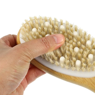 Unique Bargains Back Scrubber For Shower Bathing Body Brush With Bristles Shower Brush With Long Handle For Skin Exfoliating Beige 1 Pc 2 Unique Bargains Back Scrubber For Shower Bathing Body Brush With Bristles Shower Brush With Long Handle For Skin Exfoliating Beige 1 Pc - Image 2