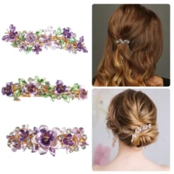 Unique Bargains Women's Rhinestones Hair Clips Accessories Hair Barrettes 3 Pcs