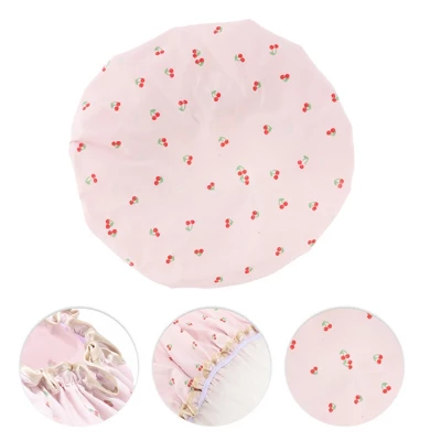 Unique Bargains Women Double Layer Cherry Pattern Shower Cap 1 Pc 2 Unique Bargains Women Double Layer Cherry Pattern Shower Cap 1 Pc - Image 2
