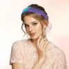 Unique Bargains Women's Sparkle Sequins Headbands Purple Blue 1 Pc