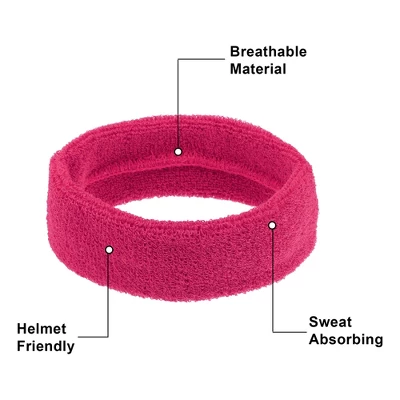 Unique Bargains Stretchy Cotton Blend Sweat Absorbing Sport Headband Wristband Peach Red 3 Pcs 2 Unique Bargains Stretchy Cotton Blend Sweat Absorbing Sport Headband Wristband Peach Red 3 Pcs - Image 2