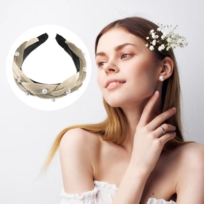 Unique Bargains Women's Braided Faux Pearl Velvet Headband Hairband Accessories 1.2 Inch Wide 1 Pc 5 Unique Bargains Women's Braided Faux Pearl Velvet Headband Hairband Accessories 1.2 Inch Wide 1 Pc - Image 5