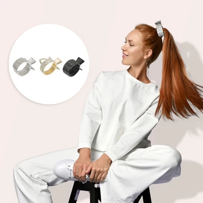 Unique Bargains Women's Metal Rhinestone High Ponytail Hair Clips Multicolored 3 Pcs 2 Unique Bargains Women's Metal Rhinestone High Ponytail Hair Clips Multicolored 3 Pcs - Image 2