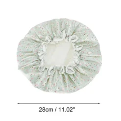 Unique Bargains Women's Small Flower Bath Cap Green 1 Pc