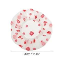 Unique Bargains Reusable Floral Single Layer Shower Cap Red 1 Pc