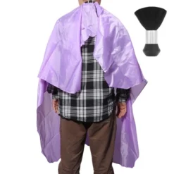 Unique Bargains Fashion Hair Cutting Cape With Brush 61.42"x56.3" Purple 1 Set